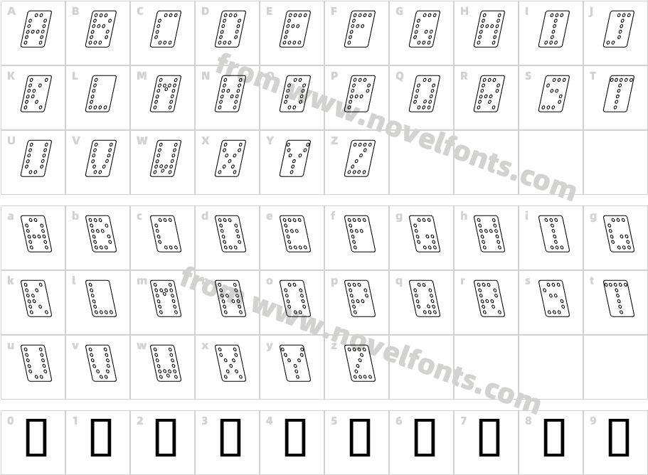 Domino normal kursiv omridsCharacter Map