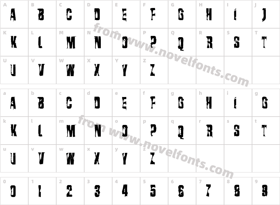 VTKS RASURADACharacter Map