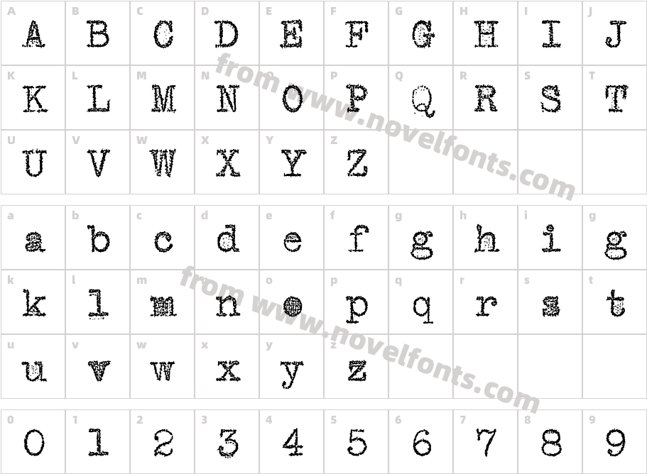 VTypewriter-RoyalDeLuxeCharacter Map