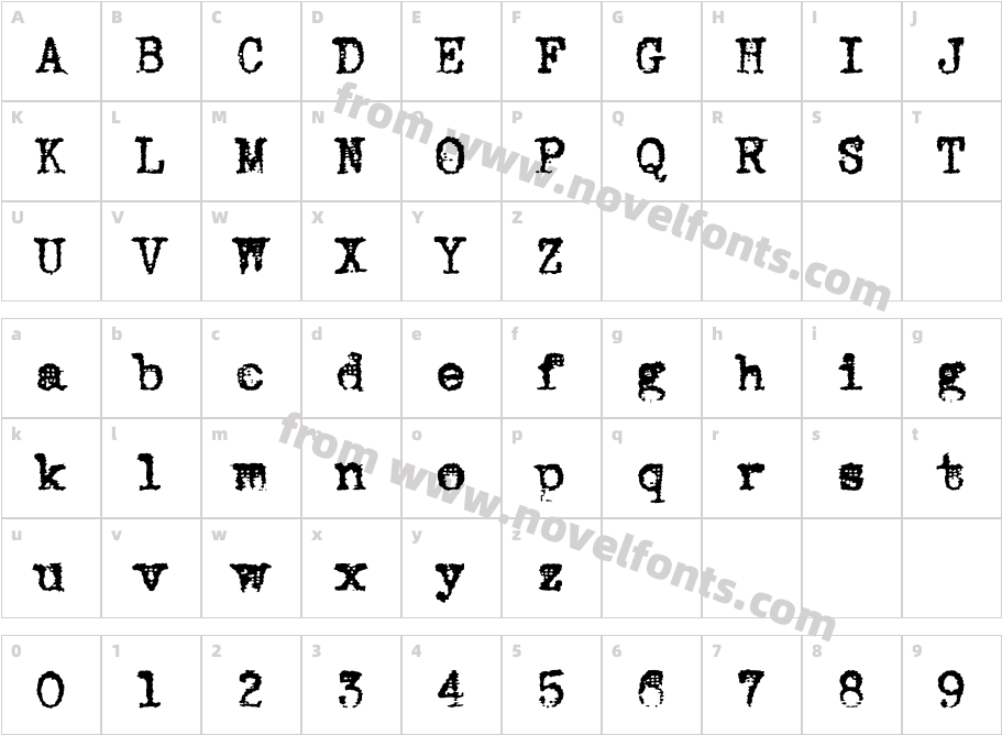 VTypewriter-RoyalEliteCharacter Map