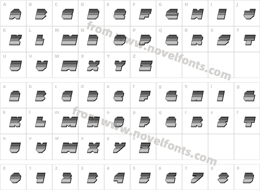 VX Rocket Chrome ItalicCharacter Map