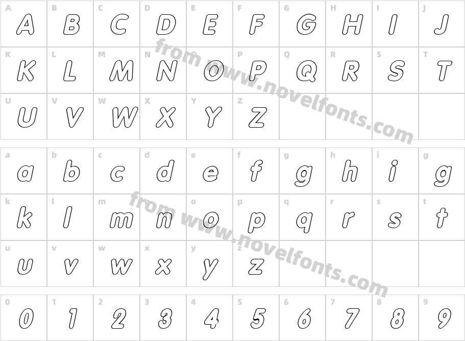 VagabondOutline ItalicCharacter Map