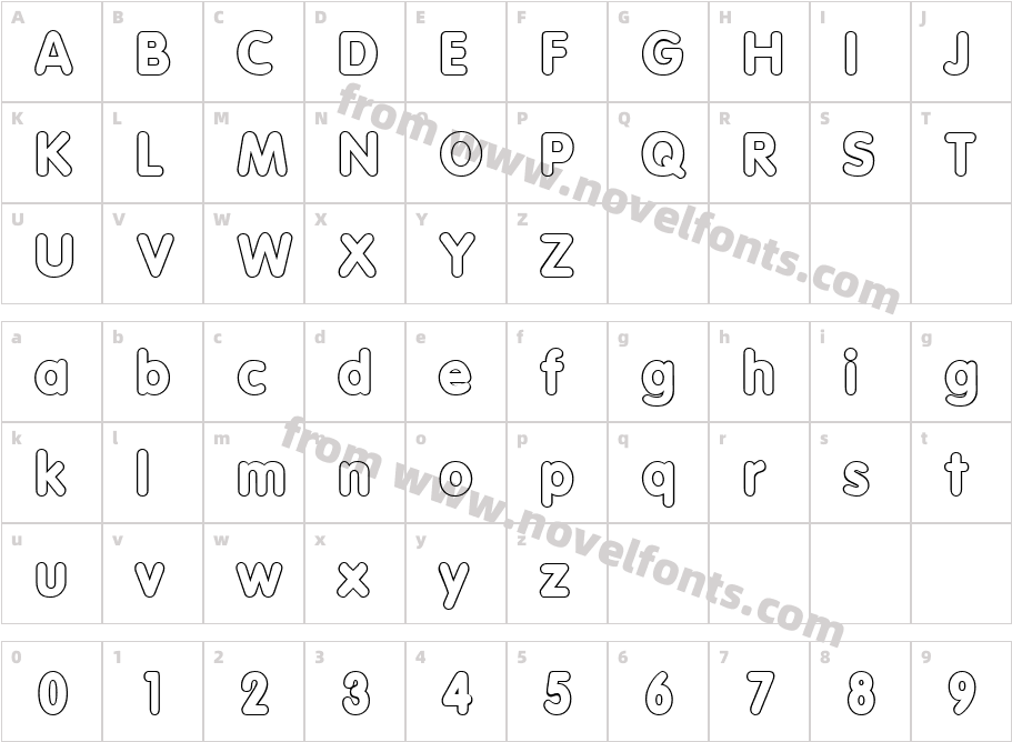 VagabondOutline RegularCharacter Map