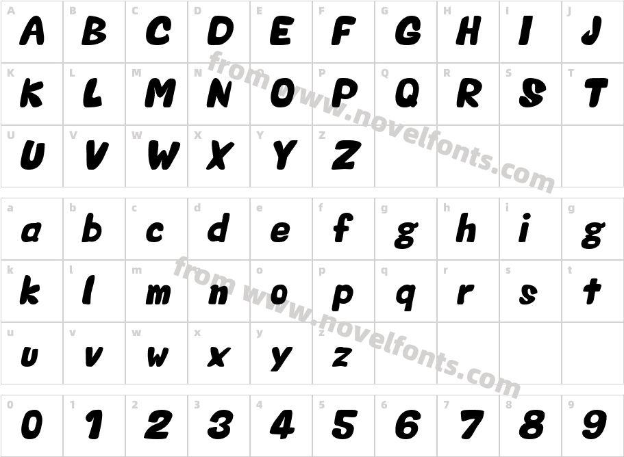 Valentine ObliqueCharacter Map