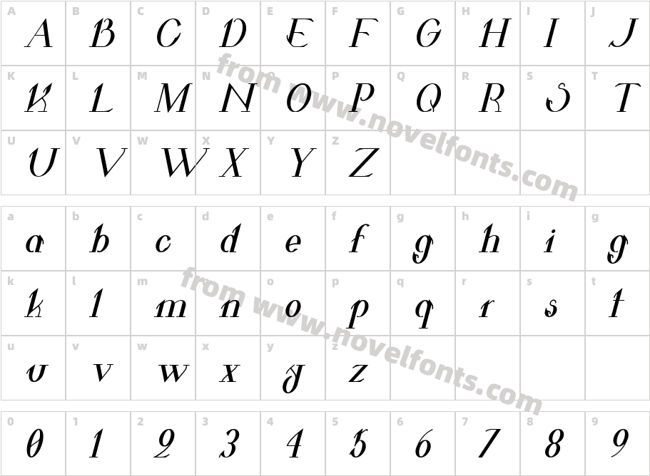 Valkyrie Bold ItalicCharacter Map