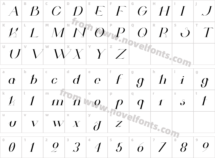 Valkyrie Extended ItalicCharacter Map