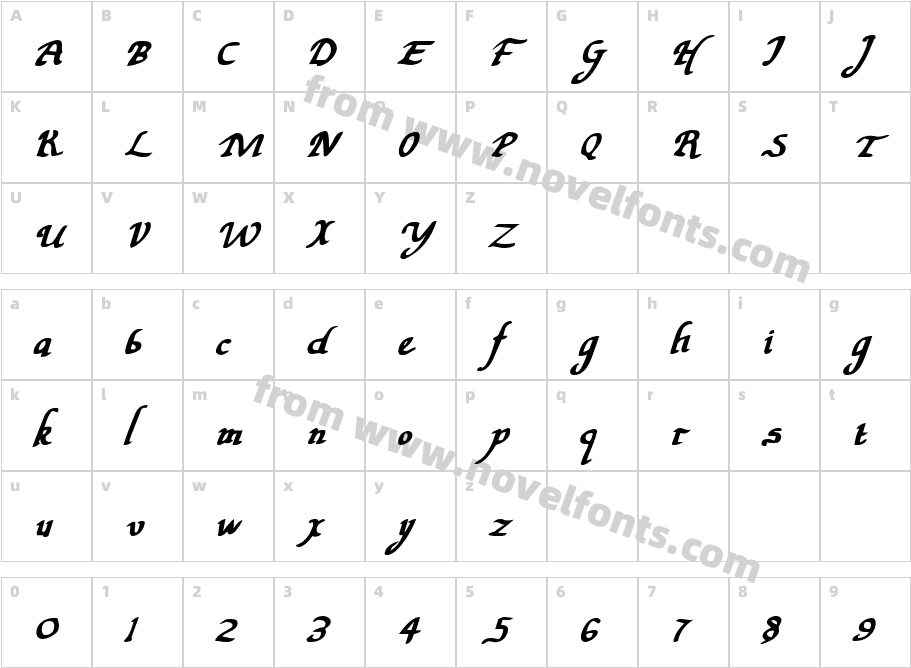 Valley Forge Bold ItalicCharacter Map