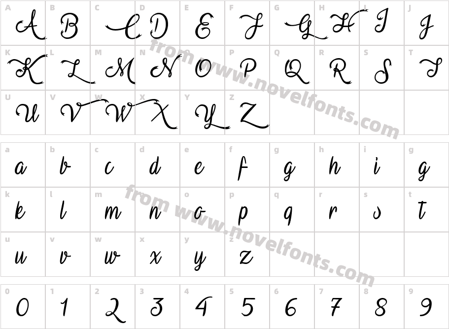 Vampire CalligraphyCharacter Map