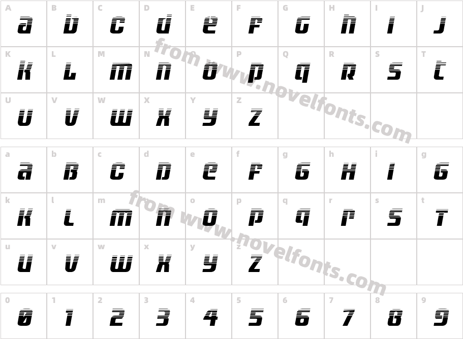 Vanguardian Halftone ItalicCharacter Map