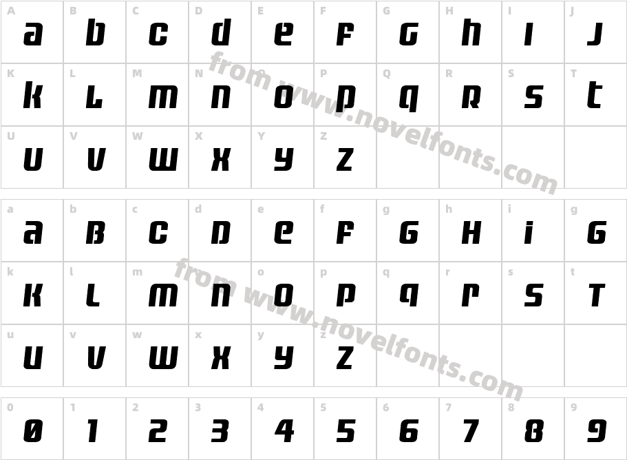 Vanguardian Semi-ItalicCharacter Map