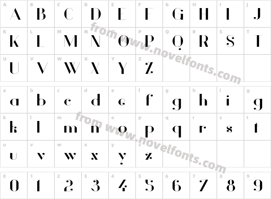 Vanity-BoldWideCharacter Map