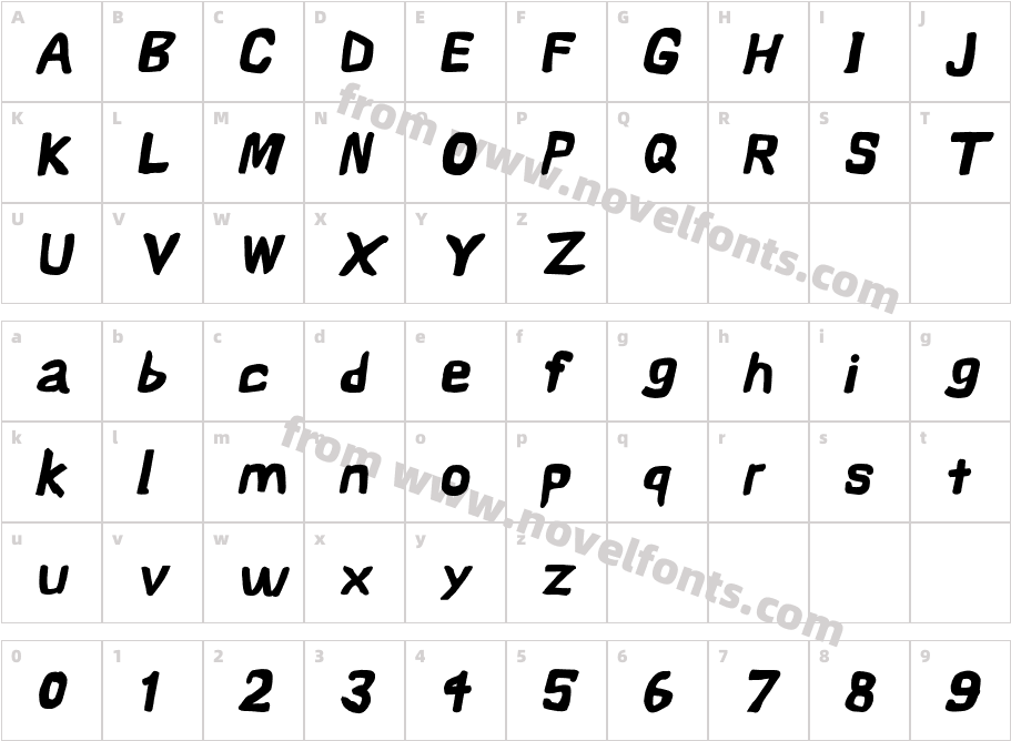 Vapor Black ObliqueCharacter Map