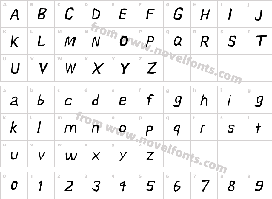 Vapor Light ObliqueCharacter Map