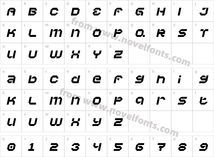 Vaporbyte ItalicCharacter Map