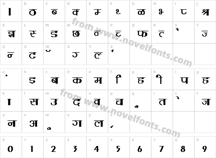 Varsha BoldCharacter Map