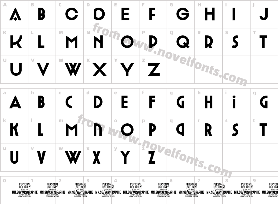 Varygraphie PERSONAL USE ONLY BoldCharacter Map