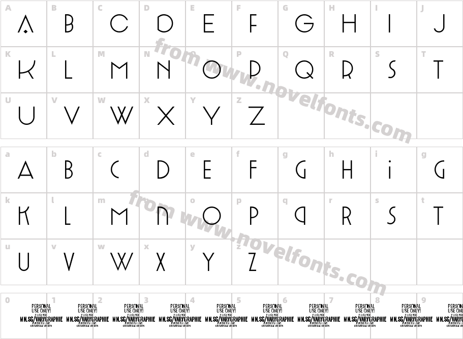 Varygraphie VF PERSONAL USE ONLY RegularCharacter Map