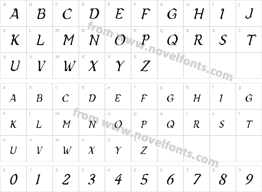 Vecna ItalicCharacter Map