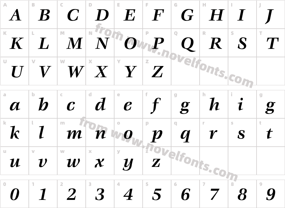 VeljovicEF-BoldItalicCharacter Map