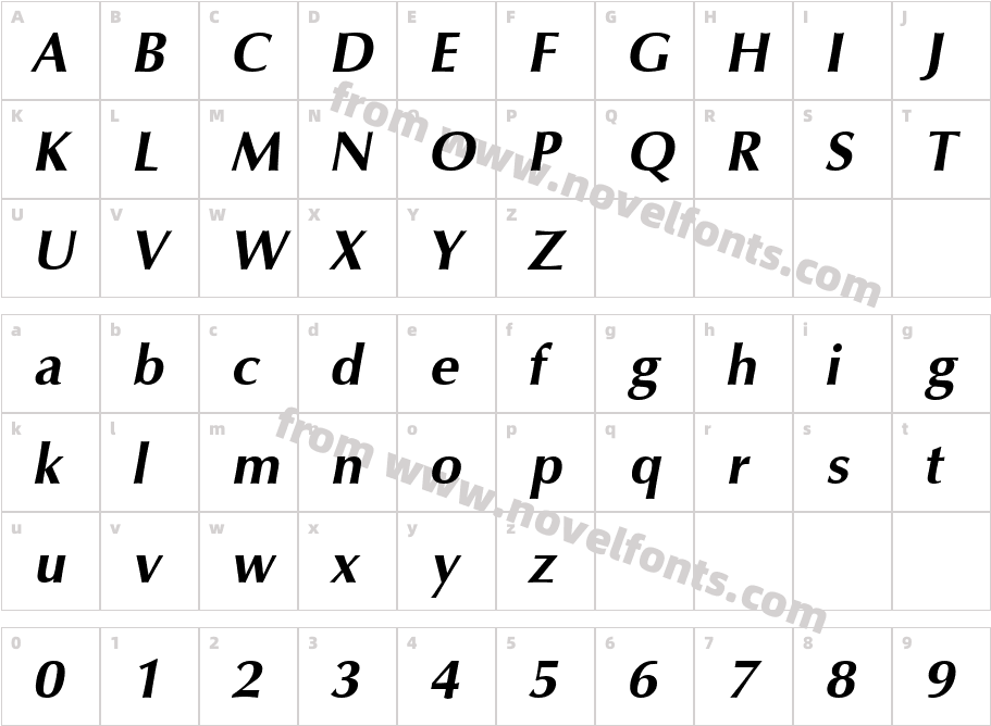 Vera Humana 95 BoldItalicCharacter Map