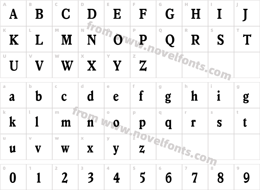 VeroneseBoldCondensedCharacter Map