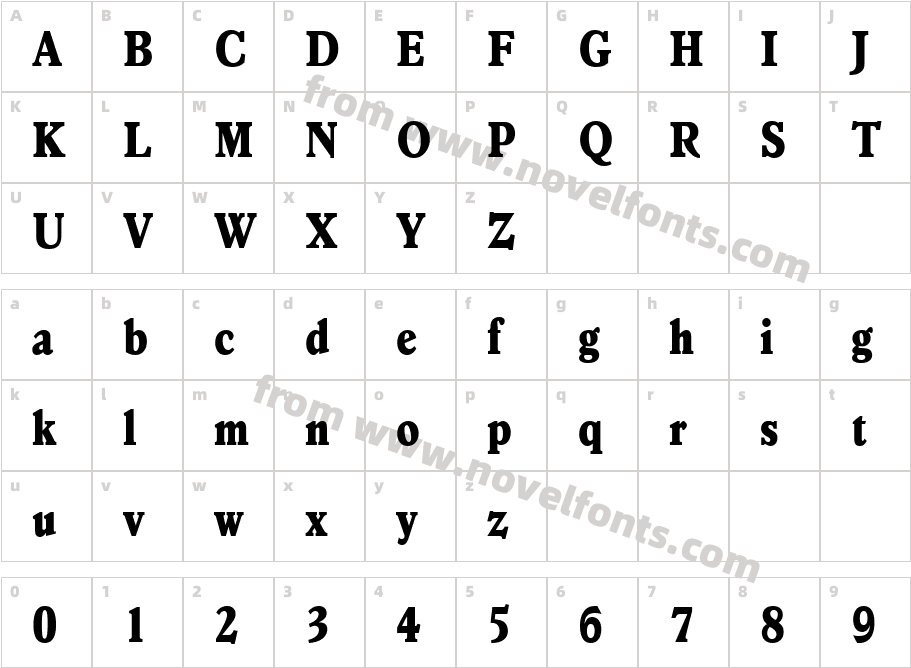 VeroneseExtraBoldCondensedCharacter Map