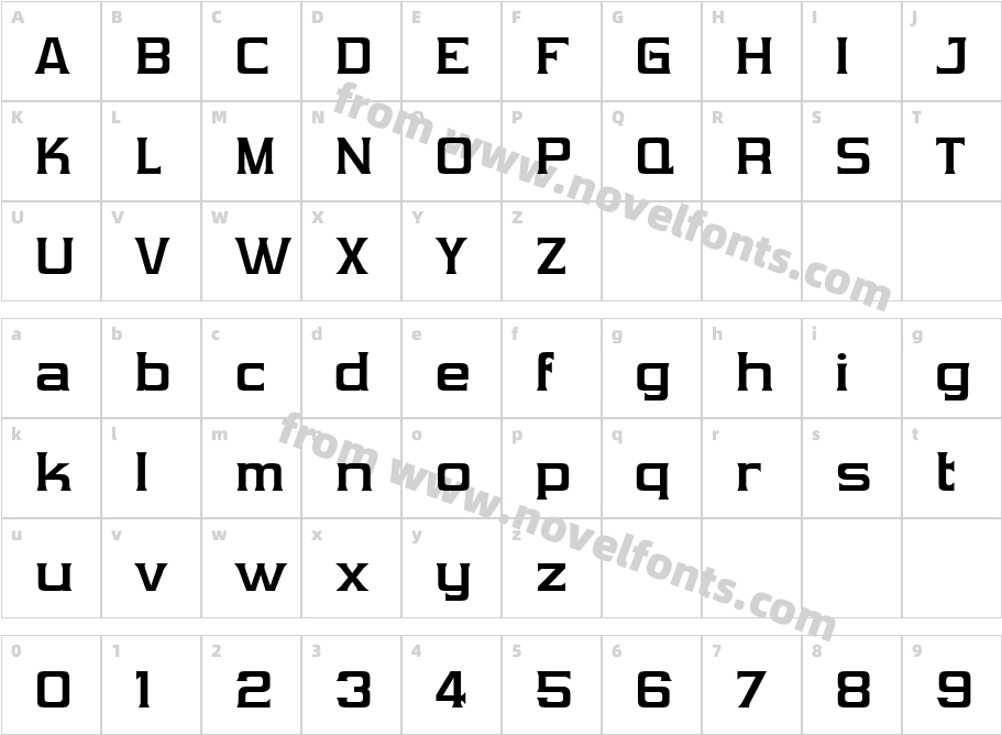 Vibrocentric BoldCharacter Map