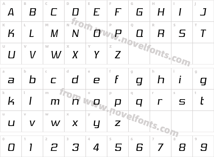 Vibrocentric ItalicCharacter Map