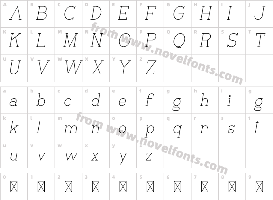 Victorela Demo Light ItalicCharacter Map