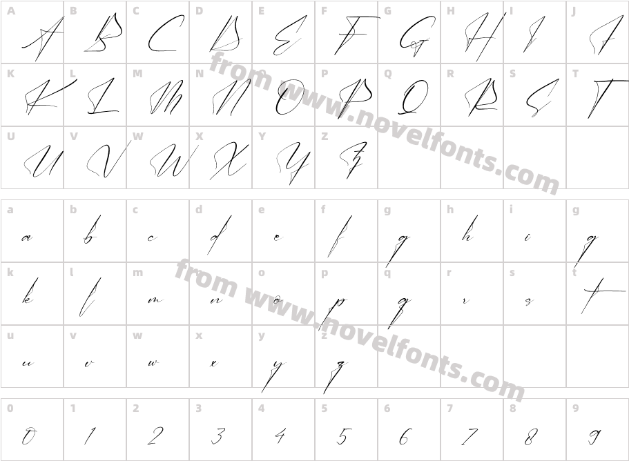 Victory Landera ItalicCharacter Map