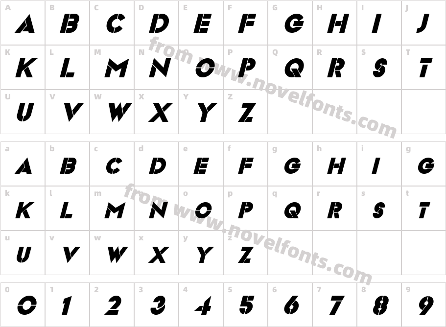 Videopac Bold ItalicCharacter Map