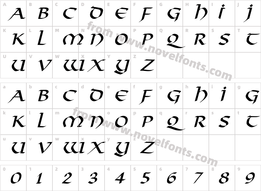 Viking-Normal ItalicCharacter Map