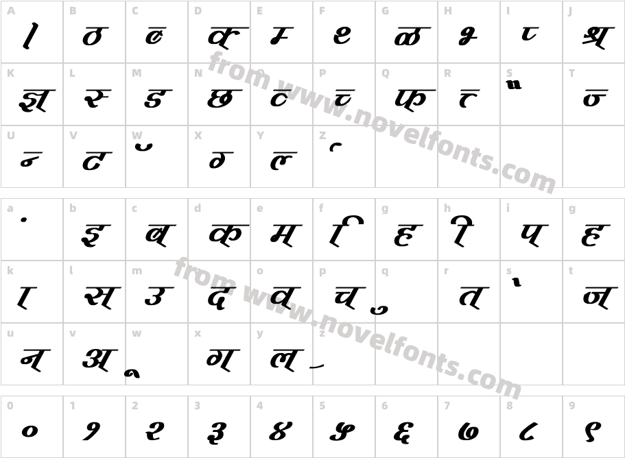 Vimal Bold ItalicCharacter Map