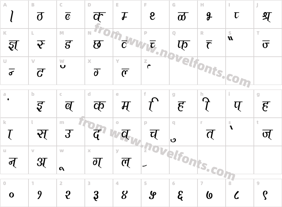 Vimal CondensedCharacter Map