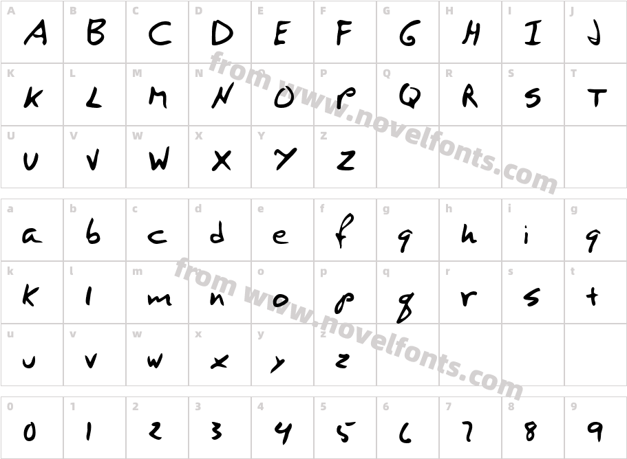 VincentsHand-PlainCharacter Map