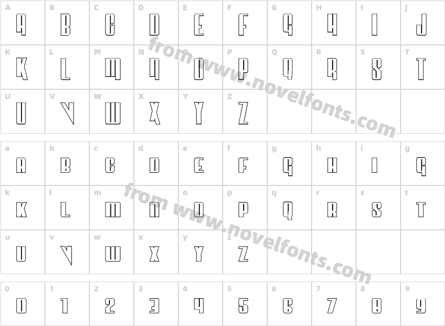 Vindicator Outline RegularCharacter Map