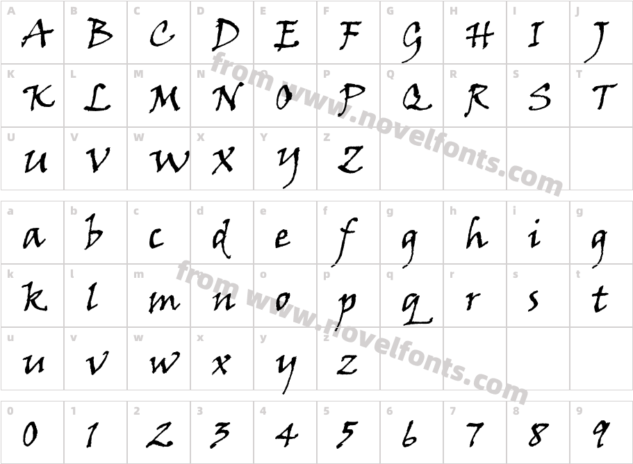 VinerHandITCStdCharacter Map