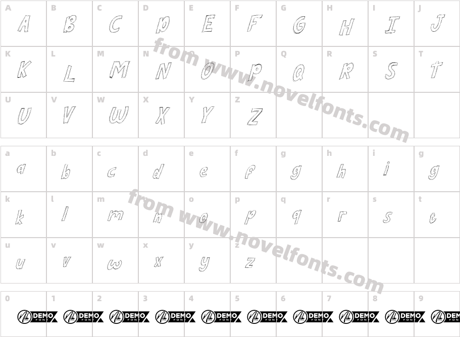 Doodle Sketch Demo ItalicCharacter Map