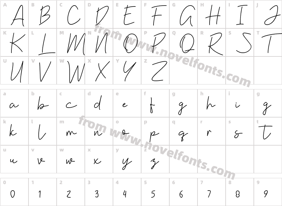 Violia regularCharacter Map