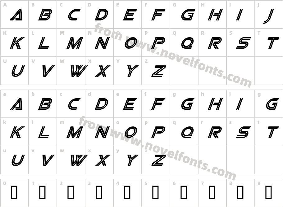 Viper Squadron ItalicCharacter Map