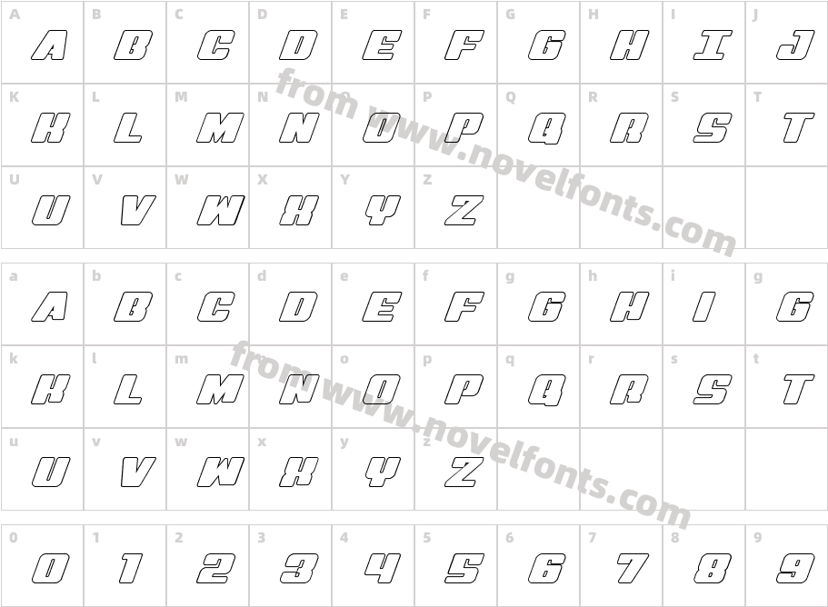 Virgin Hybrid OutlineCharacter Map