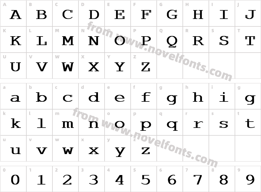 Dooling BoldCharacter Map