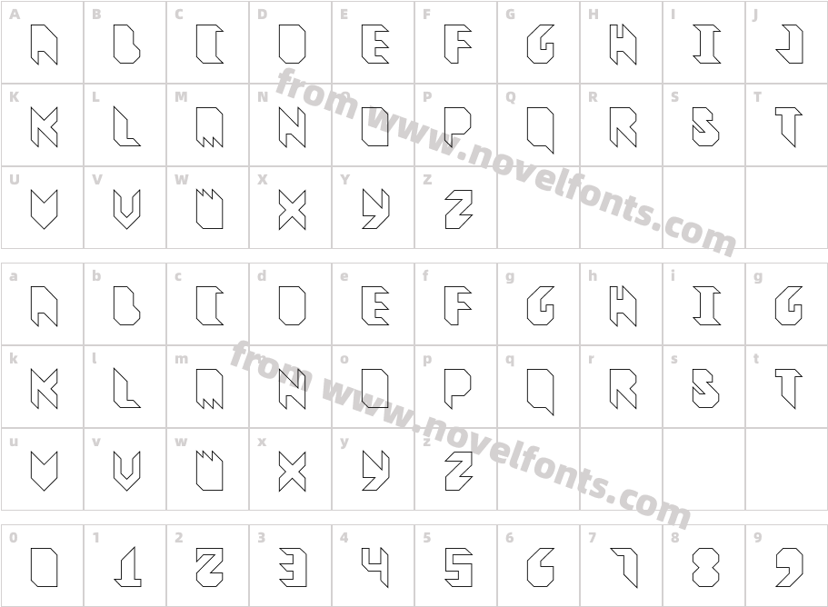 Vitreous OutlineCharacter Map