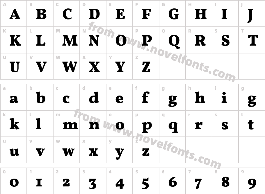 Vollkorn BlackCharacter Map