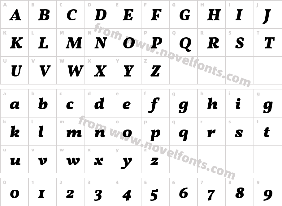 Vollkorn Bold ItalicCharacter Map