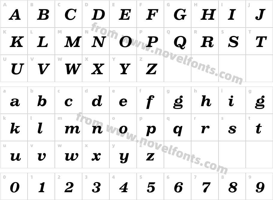 VoltaEF-MediumItalicCharacter Map