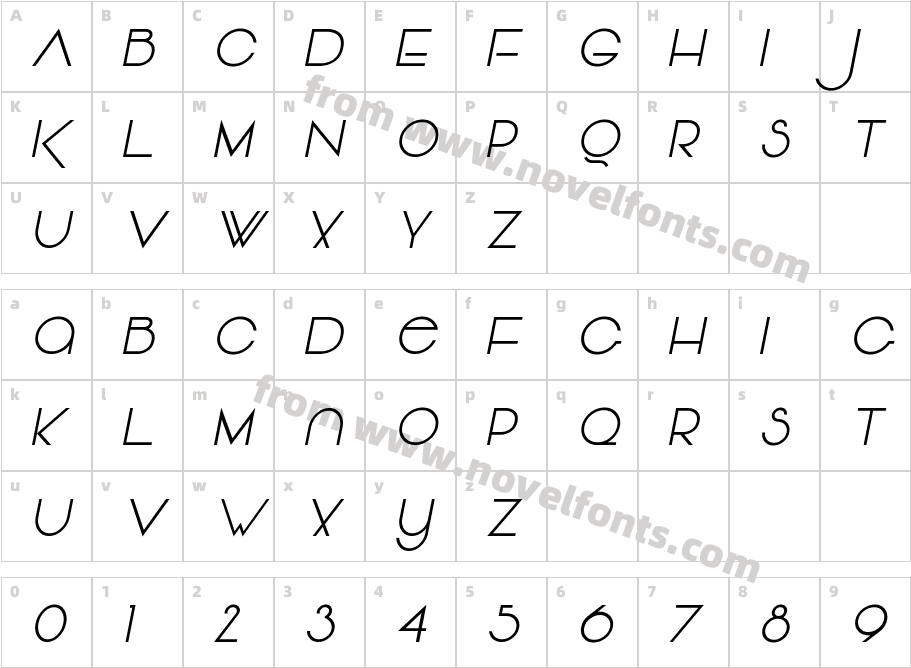 Vonique 64 ItalicCharacter Map