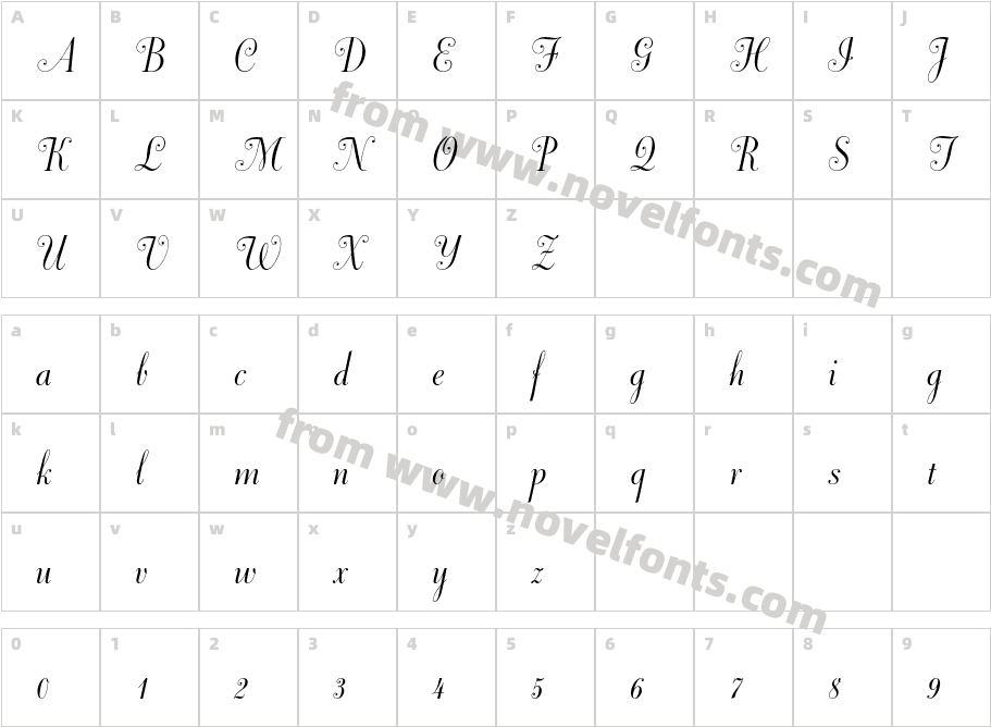 DorchesterScriptMTStdCharacter Map