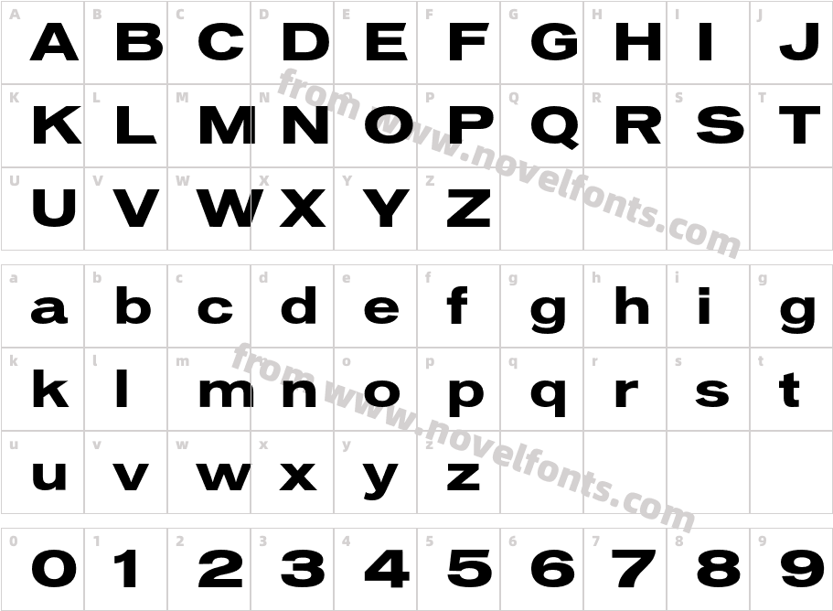 VonnesTTBoldExtCharacter Map