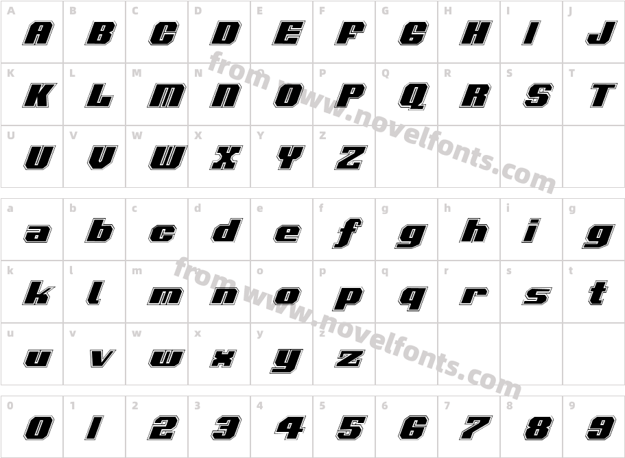 Voortrekker Pro ItalicCharacter Map